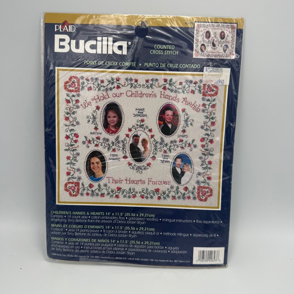 Bucilla Childrens Hands & Hearts Counted Cross Stitch Kit 42693 Vintage 2000